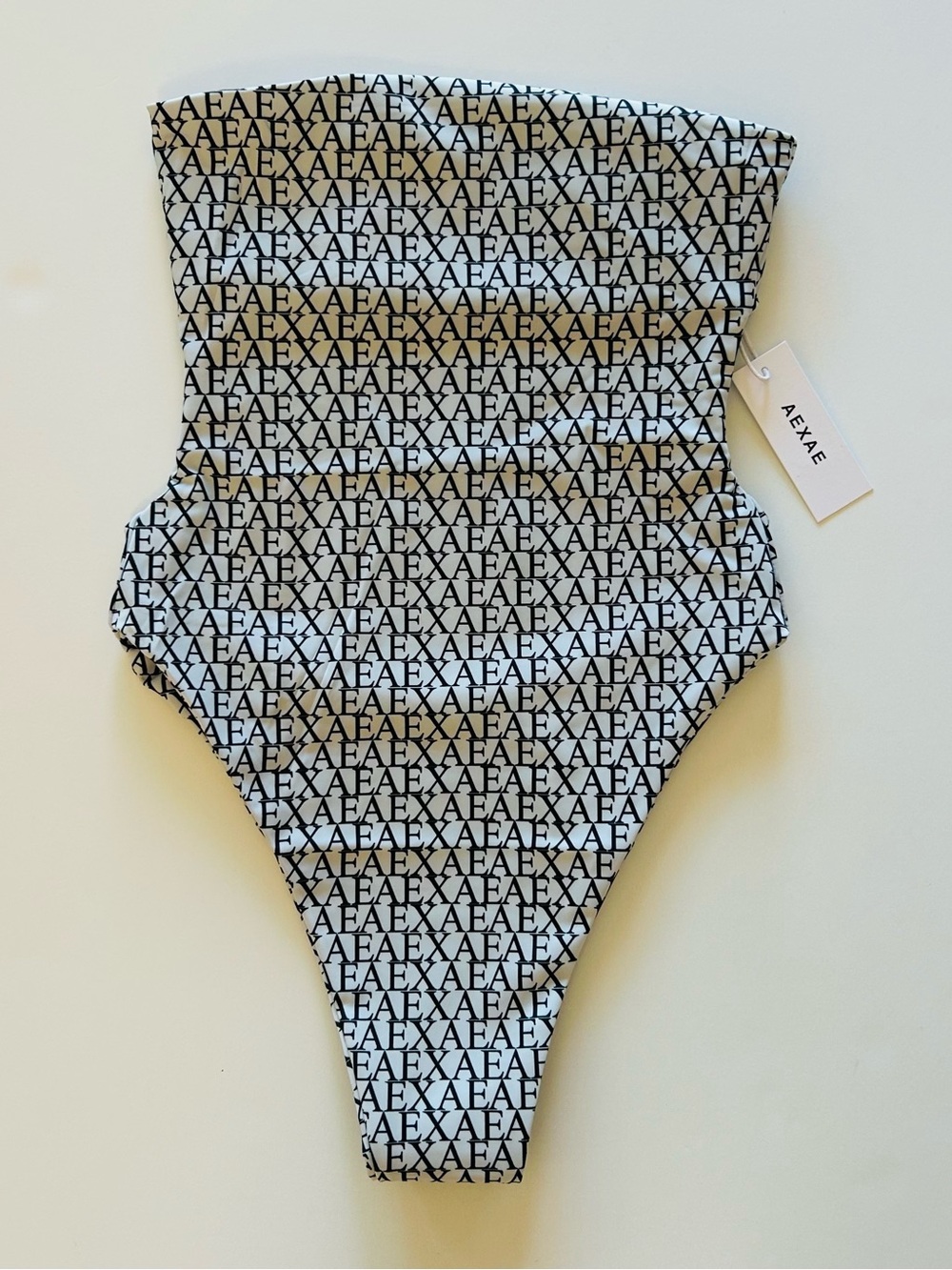 AEXAE NWT Strapless One Piece Small Black White